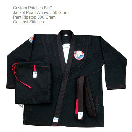 Brazilian Jiu jitsu Kimono Black Gi Red Stitches
